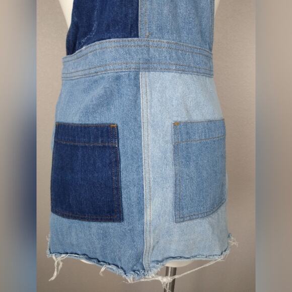 ASOS Denim Patchwork Mini Jumper Overall Dress Size 4 - Picture 7 of 15